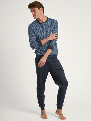 HERREN Pyjama mit Bündchen, dark sapphire