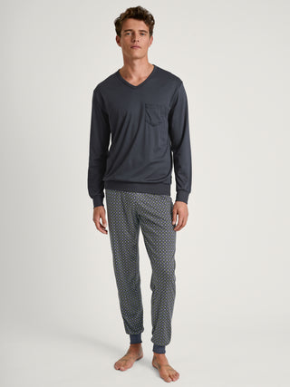 HERREN Pyjama mit Bündchen, anthrazit