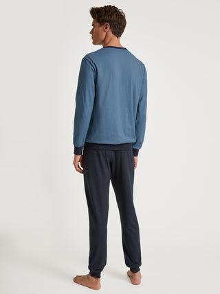 HERREN Pyjama mit Bündchen, coronet blue