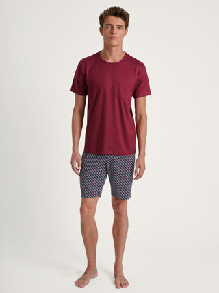 HERREN Pyjama kurz, mars red