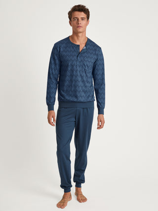 HERREN Pyjama mit Bündchen, coronet blue