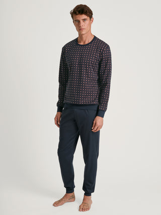 HERREN Pyjama mit Bündchen, dark sapphire