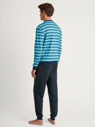 HERREN Pyjama mit Bündchen, bright blue