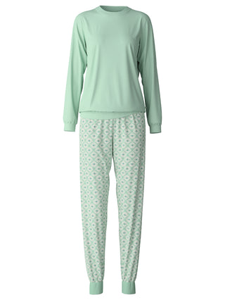 DAMEN Pyjama mit Bündchen, soft green