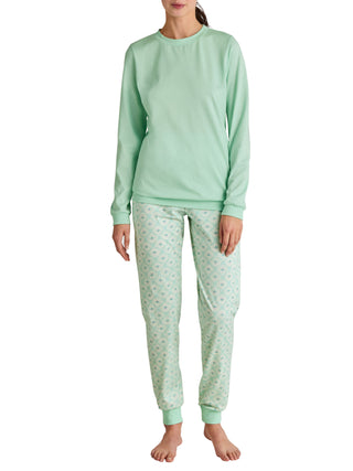 DAMEN Pyjama mit Bündchen, soft green