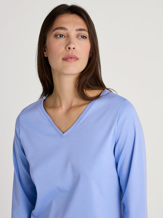 DAMEN Shirt langarm, hydrangea blue