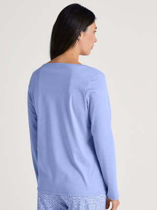 DAMEN Shirt langarm, hydrangea blue