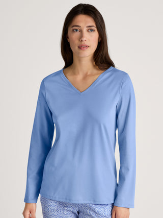 DAMEN Shirt langarm, hydrangea blue