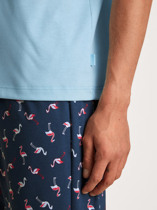 HERREN Pyjama kurz, cascade blue