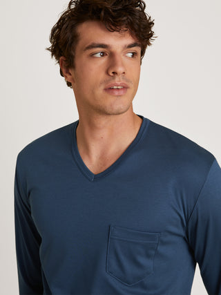 HERREN Pyjama mit Bündchen, insignia blue