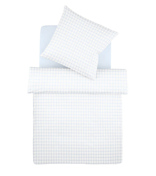 G-4003RV | fleuresse | Elegante Kinderbettwäsche blau-weiß kariert - Reißverschluss |  6056 BLEU  | 100% Baumwolle | 4043202432435