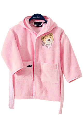 Morgenstern Kinderbademantel Bär, Luxus Baumwolle, rosa