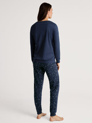 DAMEN Pyjama mit Bündchen, peacoat blue