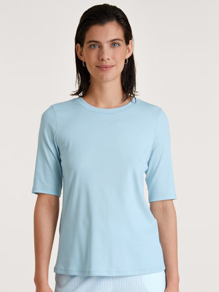 DAMEN Shirt kurzarm, cascade blue