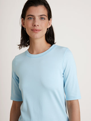 DAMEN Shirt kurzarm, cascade blue