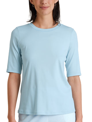 DAMEN Shirt kurzarm, cascade blue