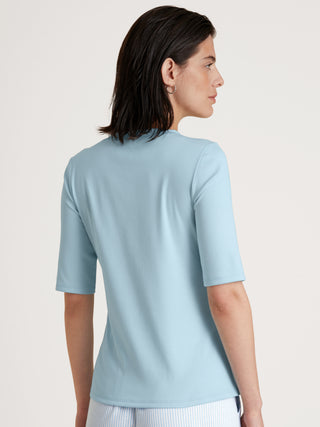 DAMEN Shirt kurzarm, cascade blue
