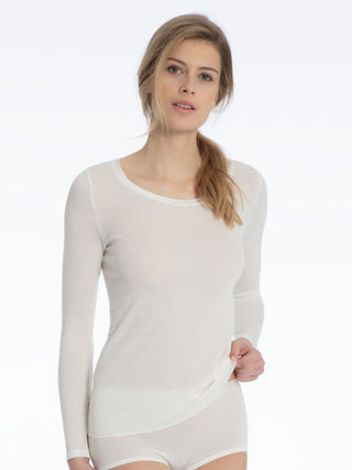 Langarm-Shirt aus Wolle-Seide