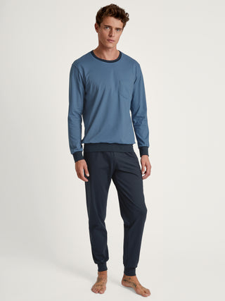 HERREN Pyjama mit Bündchen, coronet blue