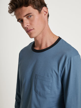 HERREN Pyjama mit Bündchen, coronet blue