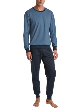 HERREN Pyjama mit Bündchen, coronet blue