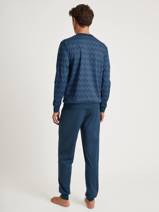 HERREN Pyjama mit Bündchen, coronet blue