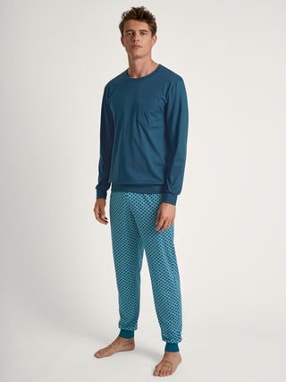 HERREN Pyjama mit Bündchen, legion blue