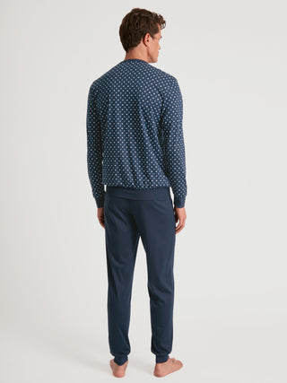 HERREN Pyjama mit Bündchen, storm blue