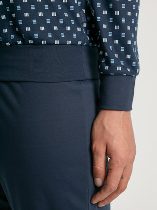 HERREN Pyjama mit Bündchen, storm blue