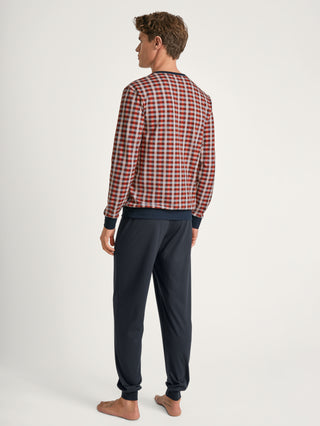 HERREN Pyjama mit Bündchen, ochre red