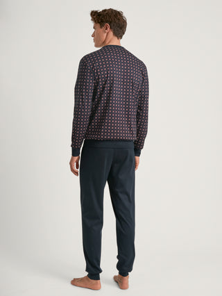 HERREN Pyjama mit Bündchen, dark sapphire