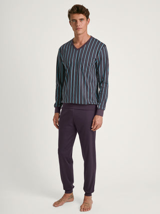 HERREN Pyjama mit Bündchen, plum