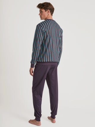 HERREN Pyjama mit Bündchen, plum