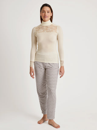 DAMEN Top langarm, charm cream