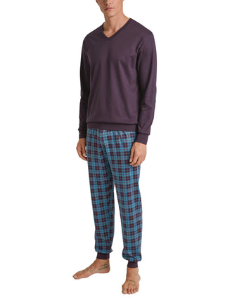 HERREN Pyjama mit Bündchen, plum