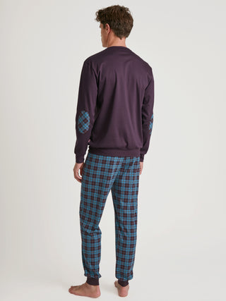 HERREN Pyjama mit Bündchen, plum