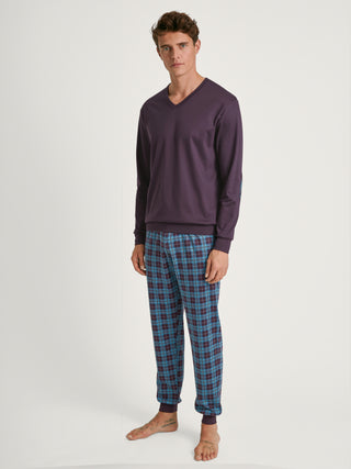 HERREN Pyjama mit Bündchen, plum