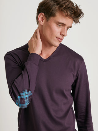 HERREN Pyjama mit Bündchen, plum