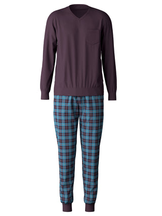HERREN Pyjama mit Bündchen, plum