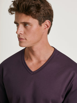 HERREN Pyjama mit Bündchen, plum