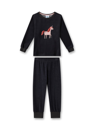 Pyjama long, uni w. motif