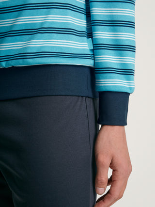 HERREN Pyjama mit Bündchen, bright blue