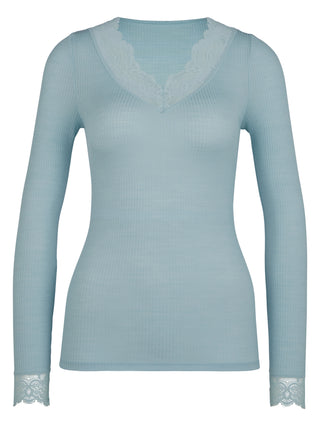 DAMEN Top langarm, sterling blue