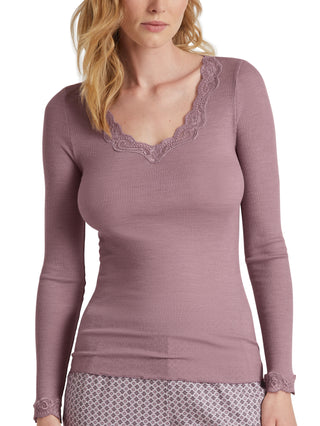 Langarm-Shirt aus Wolle & Seide