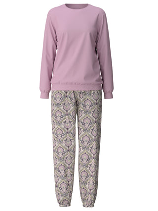 DAMEN Pyjama mit Bündchen, fragrant lilac
