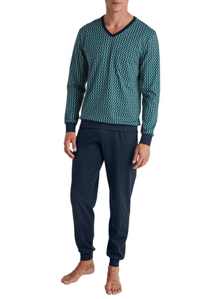 HERREN Pyjama mit Bündchen, pond green