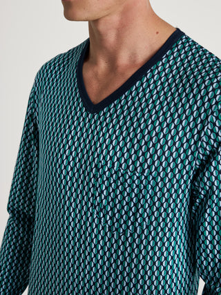 HERREN Pyjama mit Bündchen, pond green