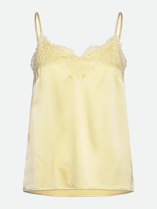 Jade Silk strap top pastel yellow