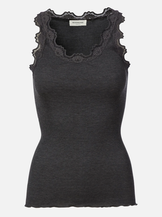 Silk top regular w/vintage lace