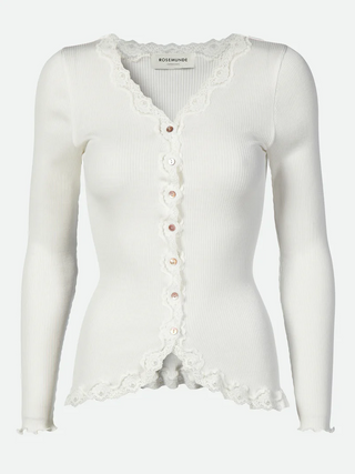 Babette Silk cardigan w/ lace